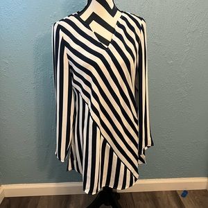 Chicos Navy Striped Blouse